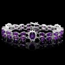 14K Gold 31.12ct Amethyst 1.35ct Diamond Bracelet