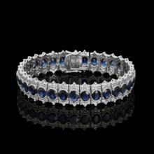 14k White Gold 22.34ct Sapphire 5.11ct Diamond Bracelet