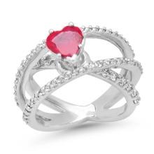 18K White Gold Setting with 1.47ct Heart shapped Ruby and 0.90ct Diamond Ring