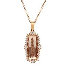 14k Rose Gold 11.96ct Morganite 1.25ct Diamond Pendant