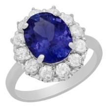 14k White Gold 3.10ct Tanzanite 1.00ct Diamond Ring