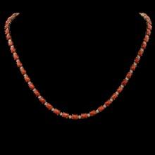 14K Gold 18.49ct Coral 1.17ct Diamond Necklace