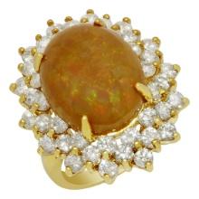 14k Yellow Gold 6.81ct Opal 2.75ct Diamond Ring