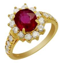 14k Yellow Gold 2.41ct Ruby 1.13ct Diamond Ring