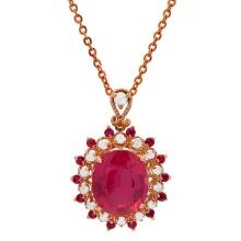 14k Rose Gold 7.55ct 0.44ct Ruby 0.47ct Diamond Pendant