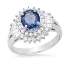 Platinum setting with 2.0ct Sapphire and 0.70ct Diamond Ring