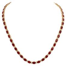 14k Yellow Gold 26.27ct Ruby 1.32ct Diamond Necklace