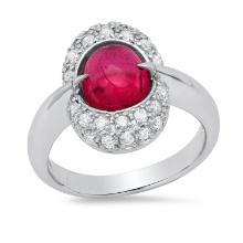 Platinum Setting with 2.69ct Pink Tourmaline and 0.50ct Diamond Ladies Ring