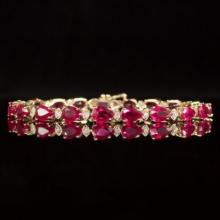 14K Gold 16.35ct Ruby 0.68ct Diamond Bracelet