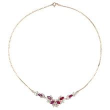 14K Yellow Gold Setting with 1.90ct Ruby and 2.68ct Diamond Necklace