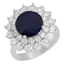 14k White Gold 3.51ct Sapphire 1.87ct Diamond Ring