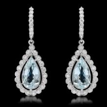 14k Gold 7.82ct Aquamarine 1.61ct Diamond Earrings