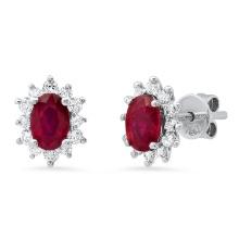 18K White Gold Setting with 1.34ct Ruby and 0.38ct Diamond Earrings