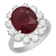 14k White Gold 6.15ct Ruby 1.44ct Diamond Ring