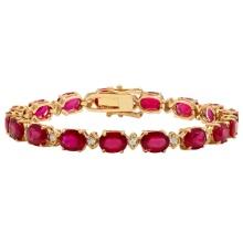 14k Rose Gold 27.99ct Ruby 0.58ct Diamond Bracelet