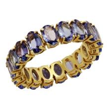 14k Yellow Gold 10.63ct Tanzanite Eternity Band Ring