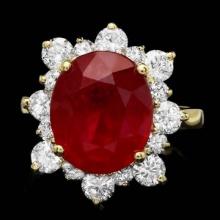 14K Yellow Gold 6.58ct Ruby and 1.37ct Diamond Ring