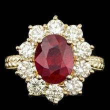 14K Yellow Gold 3.78ct Ruby and 2.12ct Diamond Ring