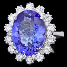 14K White Gold 7.90ct Tanzanite and 1.82ct Diamond Ring