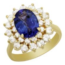 14k Yellow Gold 2.45ct Tanzanite 1.43ct Diamond Ring