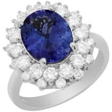 14k White Gold 3.29ct Tanzanite 1.61ct Diamond Ring