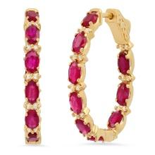 14K Yellow Gold Setting with 5.87ct Ruby and 0.35ct Diamond Earrings