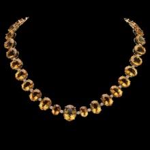 14K Gold 152.71ct Citrine & 4.07ct Diamond Necklace