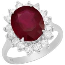 14k White Gold 4.74ct Ruby 0.84ct Diamond Ring