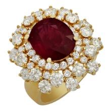 14k Yellow Gold 5.31ct Ruby 3.51ct Diamond Ring