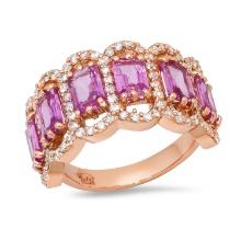 14K Rose Gold with 3.14ct Pink Sapphire and 1.07ct Diamond Ring