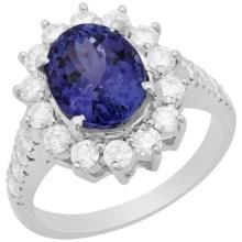 14k White Gold 3.41ct Tanzanite 1.09ct Diamond Ring