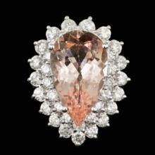 14K White Gold 7.84ct Morganite and 2.32ct Diamond Ring