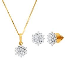 18K Yellow Gold Pendant and Earring Set with 2.93tcw Diamonds