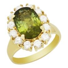 14k Yellow Gold 2.83ct Green Tourmaline 1.14ct Diamond Ring