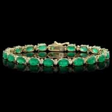 14K Gold 12.89ct Emerald 0.81ct Diamond Bracelet