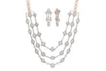 14K Rose Gold 15.59tcw Diamond Necklace and Earring Set