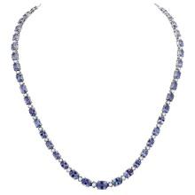 14k White Gold 23.93ct Tanzanite 1.14ct Diamond Necklace