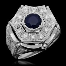 14K White Gold 1.91ct Sapphire and 1.27ct Diamond Ring