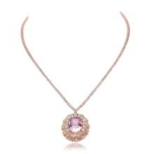 14K Rose Gold 16.85ct Kunzite and 11.20ct Diamond Necklace