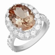 14k White Gold 5.91ct Morganite 1.79ct Diamond Ring