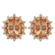 14k Rose Gold 5.05ct Morganite 1.68ct Diamond Earrings