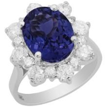 14k White Gold 4.68ct Tanzanite 1.51ct Diamond Ring