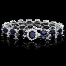 14K Gold 53.64ct Sapphire 0.63ct Diamond Bracelet