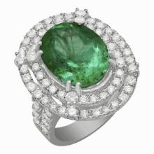 14k White Gold 9.01ct Emerald 2.40ct Diamond Ring