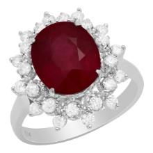 14k White Gold 5.14ct Ruby 0.64ct Diamond Ring