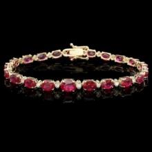 14K Gold 16.71ct Ruby 0.69ct Diamond Bracelet