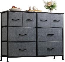 WLIVE Dresser for Bedroom w/8 Drawers, Wide, Fabric, Dark Grey Retail $100.00