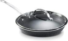 Granitestone Nonstick Fry Pan w/Lid, 10", w/Glass Cover, Black, Retail $30.00