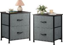 WLIVE Nightstand Set of 2, 2 Drawer Dresser for Bedroom, Dark Grey, Retail $70.00