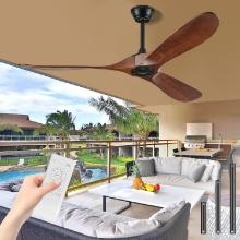 BOOSANT 60" Ceiling Fan Without Light, Solid Wood, w/Remote, Deep Walnut, Retail $250.00